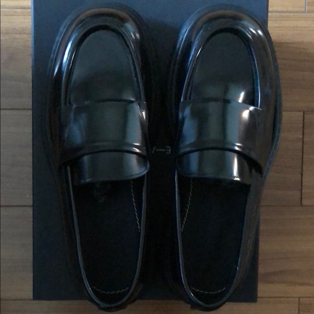 Glossy Black Penny Loafers With Chunky Sole THE-ANTIPODE